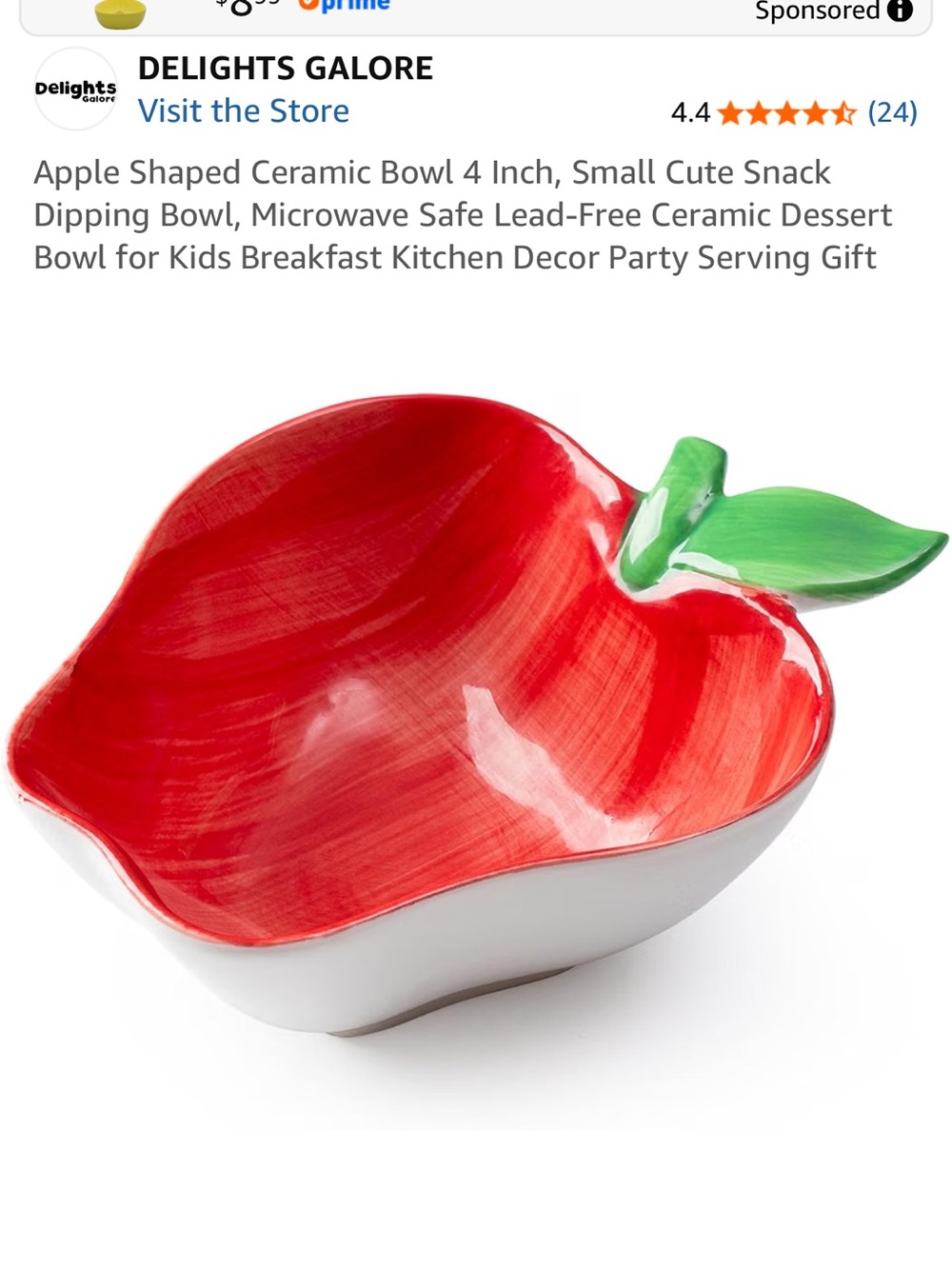 Apple-Shaped Ceramic Serving Bowl in Red with Green Leaf Accent
